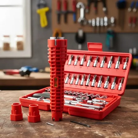 Imagem do Kit Ferramentas Completo Maleta Chave Encanador Hidraulica Vermelho