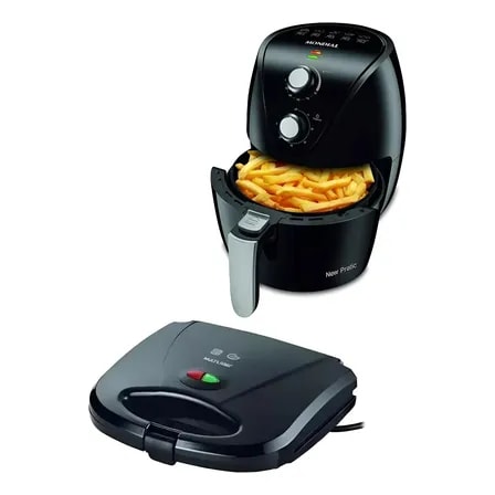 Imagem do Misteira Grill Multilaser 750w E Fritadeira Mondial 3 5l New Preto 127v