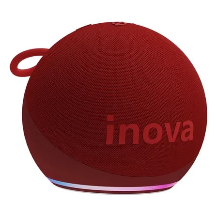 Imagem do Inova Mini Caixa Caixinha De Som Bluetooth Portatil Potente Tws Com Radio Fm E Luzes Rgb Ipx6 A Prova D Agua Longa Duracao Caixa De Som Bluetooth Cor Vermelho