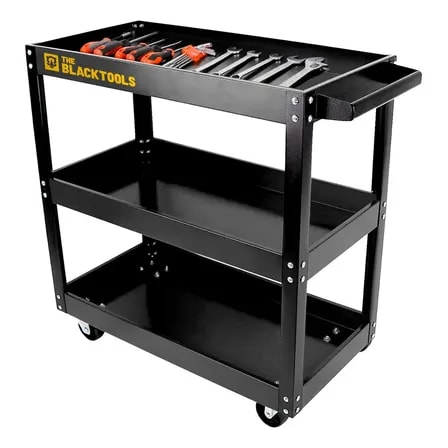 Imagem do Carrinho De Ferramentas Aberto 3 Andares Capacidade De 120kg Auto Center Tattoo Cor Preto The Black Tools