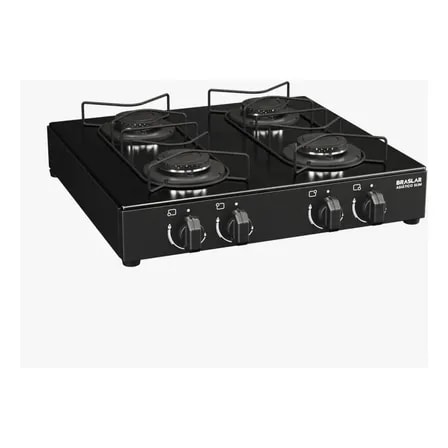 Imagem do Fogao Cooktop Asiatico Mesa De Vidro 4 Bocas Braslar Preto Preto 127 220v