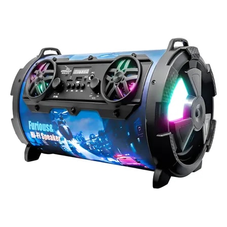 Imagem do Caixa De Som Bluetooth Potente Led Usb Sd P2 P10 Fm Controle Cor Need For Speed