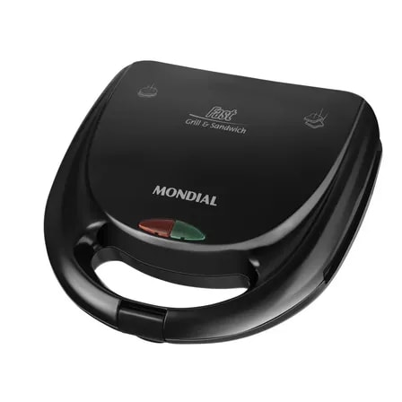 Imagem do Sanduicheira Grill Antiaderente 750 Watts Preta S 12 Mondial Cor Preto 127v