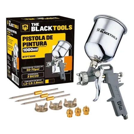 Imagem do Pistola De Pintura Gravidade Com Caneca 1000ml Prateado
