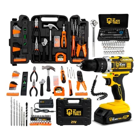 Imagem do Parafusadeira A Bateria Bivolt Impacto Kit C 169 Pcs Preto 21v Bivolt