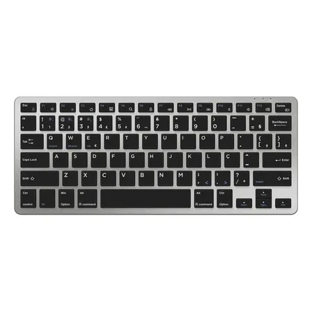Imagem do Teclado Bluetooth Multidispositivos Slim Abnt2 Preto Geonav Prata Portugues Brasil