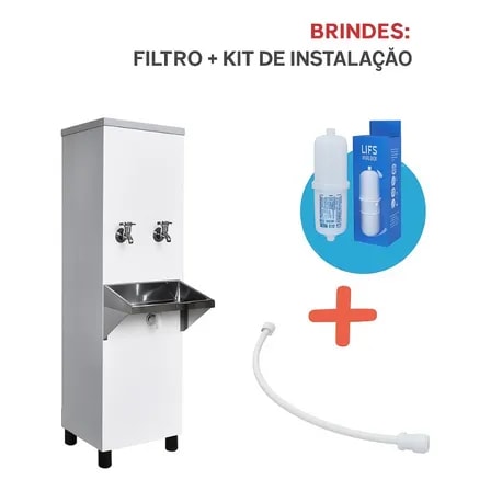 Imagem do Bebedouro Industrial Inox Agua Gelada 25l Kit Instalacao Inox 110v