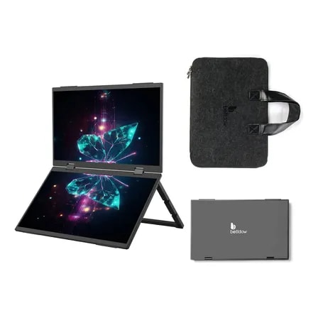Imagem do Monitor Portatil Duplo 15 6 Full Hdcom Bolsa Telas Dobraveis Preto 127 220v
