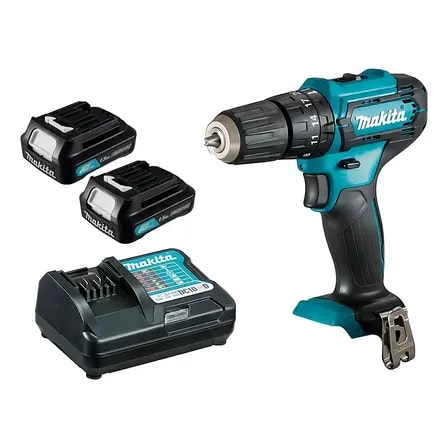 Imagem do Kit Furadeira Parafusadeira Hp333 Carregador 2 Baterias Cor Azul 127 220v