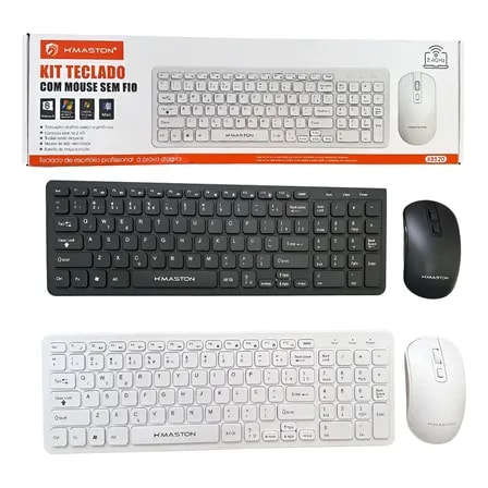 Imagem do Kit Teclado Mouse Sem Fio H Maston Kp Te148 Preto Ergonomico Abnt2