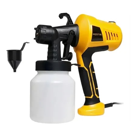 Imagem do Pistola De Pintura Pulverizadora Hvlp Eletrica 500w 800ml 3 Bicos De Metal E Acessorios Mestri Amarelo 220v