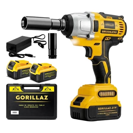 Imagem do Kit Chave Impacto 21v Brushless 750nm Maleta Acessorios Amarelo 127 220v 60 Hz