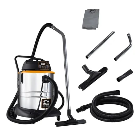 Imagem do Aspirador De Po E Agua Barril Wap Gtw Inox 70 Duo Com Dois Motores E Soprador 70 Litros Preto Amarelo 127v