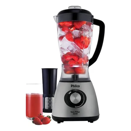 Imagem do Liquidificador Inox Filter 900w Jarra 2 4l Prata Preto Philco