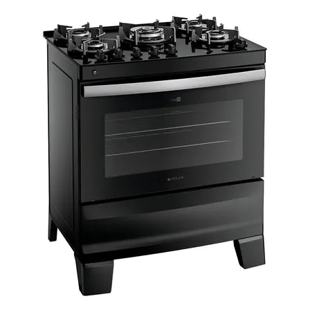 Imagem do Fogao 5 Bocas Atlas Agile Up Glass Mesa Vidro Preto 127 220v