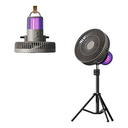 Imagem do Ventilador Portatil Turbo Camping Bateria 8000mah 12h Luz Uv 20 Cm 60z Preto 5v Branco Plastico 3