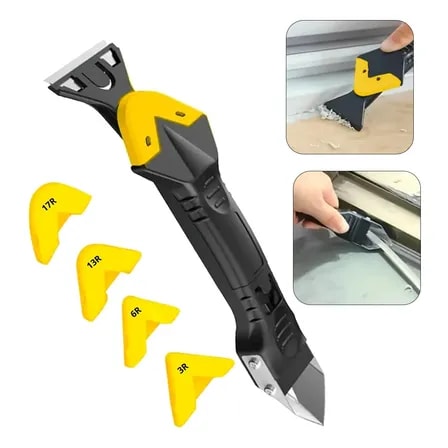 Imagem do Espatula Rejunte Raspador Calafetagem Silicone 3 Em 1 Preto Amarelado