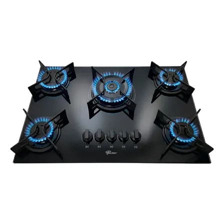 Imagem do Cooktop Fischer 5 Bocas Tripla Chama Trempe Iron Bivolt Preto 127 220v