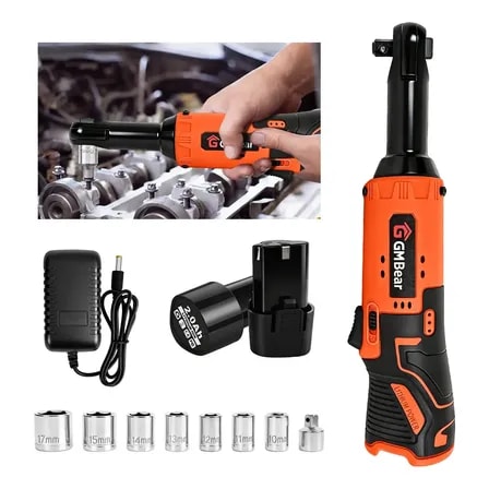 Imagem do Chave De Catraca Sem Fio De 3 8 Com 2 Baterias 21v 50 Nm Laranja 127 220v 60hz