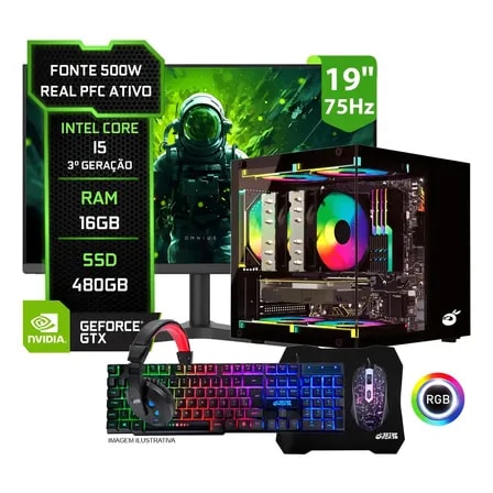 Imagem do Pc Gamer Completo Cpu Intel I5 16gb Ram Ssd 480gb Video 1gb 480 Gb 16 Gb Intel Hd Graphics 2500