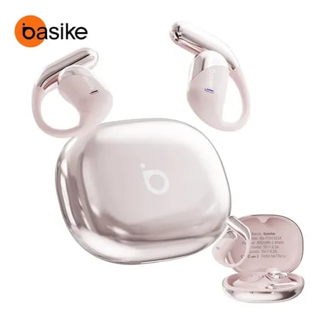 Imagem do Fone De Ouvido Sem Fio Bluetooth 6 1 Esportivo Ows Com Ganchos Estereo Hi Fi Com Microfone Para Chamadas Claras Controle De Volume Basike Fone Ouvido Para Academia Corrida E Gamer 100h Standby Rosa