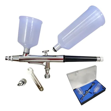 Imagem do Caneta Aerografo Profissional Dupla Acao 0 3mm 2 Cubas Evald