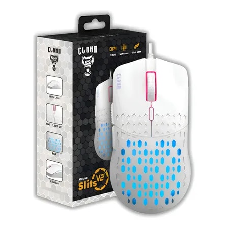 Imagem do Mouse Gamer Clanm Slits V2 Branco 7200 Dpi Rgb Com Fio Usb