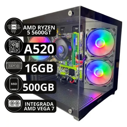 Imagem do Pc Gamer Amd Ryzen 5 5600gt 16gb Ddr4 3200mhz Nvme 500gb 500 Gb 10 Gb Amd Vega 7