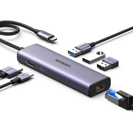 Imagem do Hub Usb C Ugreen Cm512 6 Em 1 Hdmi 4k 30hz Rj45 Gbps 100w Cinza