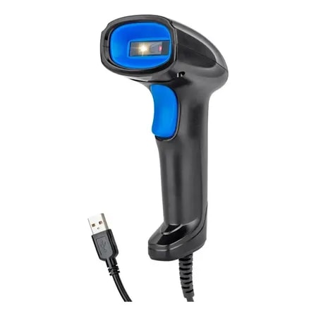 Imagem do Leitor De Codigo De Barras 1d Exbom Lcb 150 Fio Cor Preto Azul Tipo De Conector Do Cabo Usb 5v