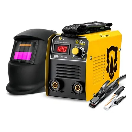 Imagem do Maquina De Solda Inversora The Black Tools Mi150d 120a Monofasica Com Mascara Automatica Amarelo 220v
