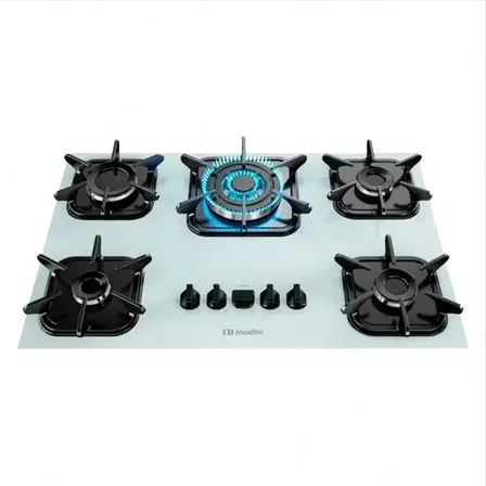 Imagem do Fogao Cooktop 5 Bocas Mueller Tripla Chama Gas Branco 127 220v