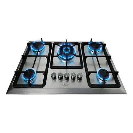 Imagem do Fogao Cooktop De Embutir 5 Bocas A Gas Tripla Chama Fischer Aco Inoxidavel 127 220v