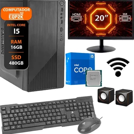 Imagem do Computador Completo Core I5 16gb Ssd M 2 480gb Monitor 20 16 Gb