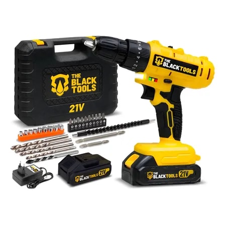 Imagem do Parafusadeira Furadeira De Impacto 21v 02 Baterias Bivolt Amarelo 127 220v 50 60hz