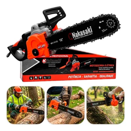 Imagem do Motosserra Eletrica 2000w Sabre 48cm 16 4500rpm Potente Laranja 220v