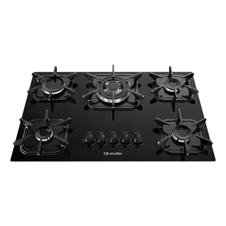 Imagem do Fogao Cooktop A Gas Mueller 601270003 5 Bocas Mesa Vidro Tem Preto 127 220v