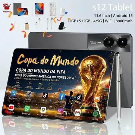 Imagem do Tablet Android 12gb Ram 512gb Memoria Tela Grande 11 6 Bateria 8800mah Wi Fi 5g Jogos Pesados Completo Com Teclado Mouse Cinza