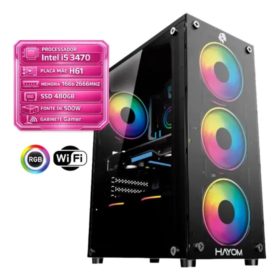 Imagem do Computador Pc Gamer Intel I5 3470 16gb Ssd 480gb Gt 730 4gb