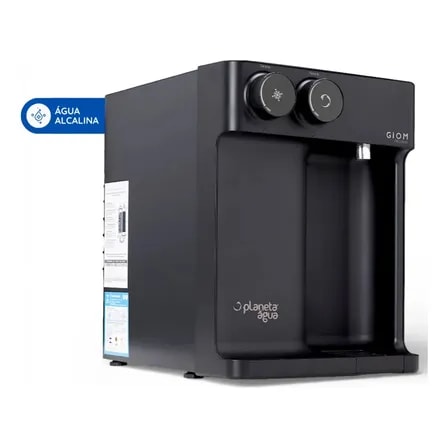 Imagem do Purificador De Agua Alcalina Giom Planeta Agua Preto Com Filtro Duplo 220v