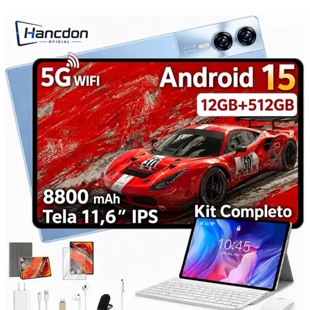 Imagem do Tablet Android Tab Kit Completo S12 Ram 12 Gb 512 Gb 11 6 Full Hd Wifi 2 4 4g 5g Dual Sim Bateria 8800mah Com Chip Azul Claro