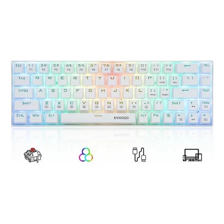 Imagem do Teclado Mecanico 60 Rgb Teclado Profissional Para Jogos Branco Ingles Us