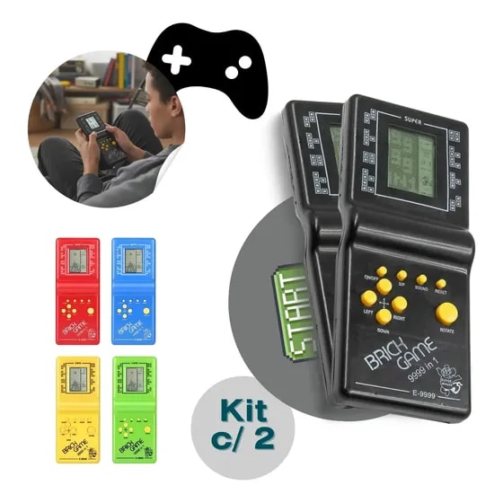 Imagem do Kit 2 Portatil Mini Console Game De Bolso Com 9999 Jogos Classicos Video Game Antigo Tetris Anos 1980 Marca Swave