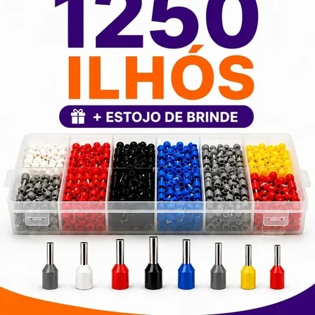 Imagem do Conector Terminal Tubular Ilhos 1250 Unidades Cobre Estanhado Para Eletronica E Conexoes De Fios