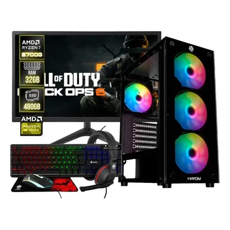 Imagem do Pc Chrome Pc Gamer Ryzen 7 5700g Ssd 480gb Monitor E Ssd 480 Gb 32 Gb De Ram Rapido Silencioso E Pronto Para Qualquer Desafio