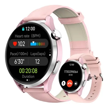 Imagem do Reloj Smartwatch Inteligente Femininos Kieslect Lora 3 Caixa Cinza Pulseira Cinza Bisel Cinza Desenho Da Pulseira Milanes Rosa Prateado