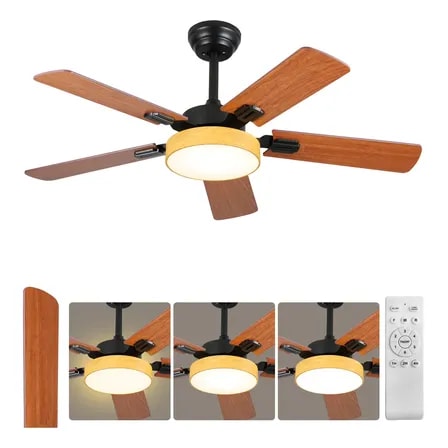 Imagem do Ventilador De Teto 42 Com Luz Led E Controle Remoto 5 Pas 1 067 M 60hz Marrom 127 220v Madeira 5
