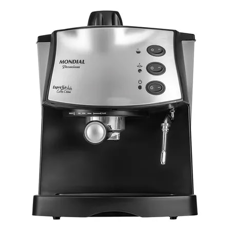 Imagem do Maquina De Cafe Espresso Coffee Cream Mondial Preto Inox 830w C 08 Preto Prateado 220v