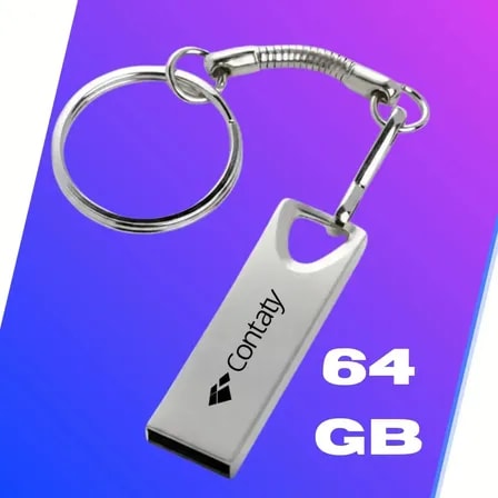 Imagem do Pen Drive 64gb Mini Usb 2 0 Chaveiro Metalico Resistente Alta Velocidade Seguro Capacidade Otima De Armazenamento Pc Notebook Contaty Cor Prateado