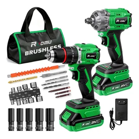Imagem do Kit 2 Chave De Impacto Furadeira Parafusadeira Brushless 21v Verde 110 127 220v 60 Hz